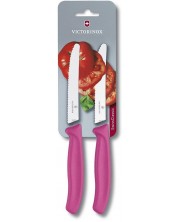 Комплект от 2 назъбени ножа Victorinox - Swiss Classic, 11 cm, розови -1