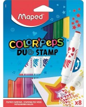 Комплект флумастери Maped Color Peps Duo - 8 цвята, с печати -1