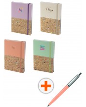 Комплект календар-бележник Spree - Pastel Pop, с химикалка Parker Royal Jotter Originals Glam Rock, розова -1