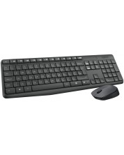 Комплект мишка и клавиатура Logitech - MK235,безжичен, тъмносив -1