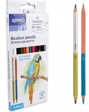 Комплект двуцветни моливи Spree Art - Триъгълни, Ø 3 mm, 12 х 2 броя