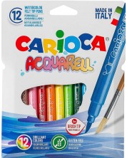 Комплект флумастери с четка Carioca Acquarell - 12 цвята -1