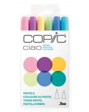 Комплект маркери Too Copic Ciao - Пастелни тонове, 6 цвята