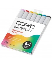 Комплект маркери Too Copic Sketch - Лимитирана колекция, Ярки тонове,  6+1 цвята