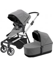 Комбинирана бебешка количка 2 в 1 Thule - Sleek, Grey Melange Aluminum