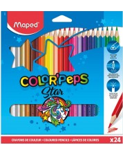 Комплект цветни моливи Maped Color Peps - Star, 24 цвята