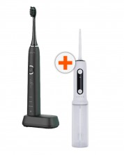 Комплект електрическа четка за зъби AENO - Sonic DB4 + Зъбен душ AENO - ADI0001, черен