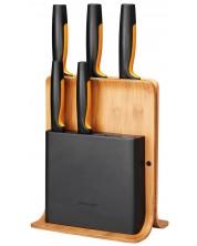 Комплект от 5 ножа с бамбукова поставка Fiskars - Functional Form