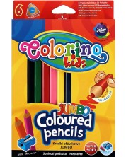Цветни моливи Jumbo - 6 цвята и острилка -1