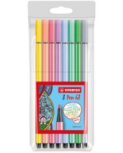 Комплект флумастери Stabilo Pen 68 - 8 пастелни цвята -1