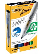 Комплект маркери за бяла дъска BIC - Velleda, объл връх, 5 mm, 4 цвята