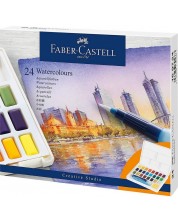 Комплект акварелни бои Faber-Castell - 24 цвята, в кутия