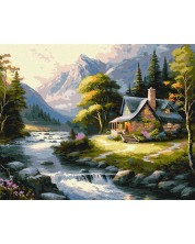 Комплект за рисуване по номера Ideyka - Къща в планината, 40 х 50 cm -1