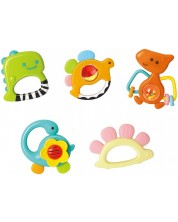 Комплект бебешки дрънкалки Hola Toys - Динозаври, 5 броя -1