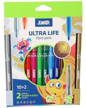 Комплект флумастери Junior - Ultra Life, 12 цвята