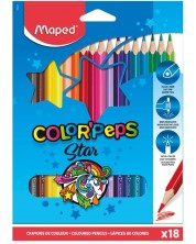 Комплект цветни моливи Maped Color Peps - Star, 18 цвята