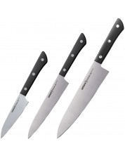 Комплект от 3 кухненски ножа Samura - Harakiri, черна дръжка -1