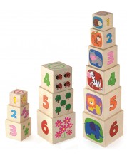 Комплект кубчета Viga - Цифри и животни -1