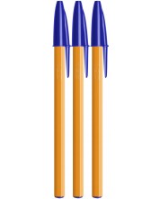 Комплект химикалки BIC Orange Original Fine - 0.8 mm, сини, 3 броя -1