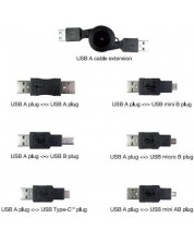Комплект адаптери Vivanco - 45259, USB, 7 броя, черен