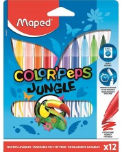 Комплект флумастери Maped Color Peps - Jungle, 12 цвята -1