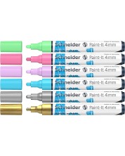 Комплект акрилни маркери Schneider Paint-It - 320, 4.00 mm, 4 пастелни и 2 металикови цвята -1