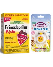 Комплект Nature's Way - Primadophilus Kids, 30 таблетки + Репелентен клипс Aroma Defence