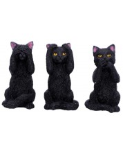 Комплект статуетки Nemesis Now Adult: Humor - Three Wise Felines, 8 cm