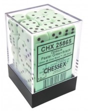 Комплект зарове Chessex Opaque Pastel - Green/black, 36 броя -1