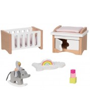 Комплект мебели за къща за кукли Goki - Бебешка стая -1