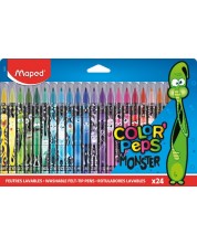 Комплект флумастери Maped Color Peps - Monster, 24 цвята