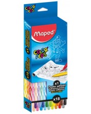 Комплект за оцветяване Maped - Джунгла,  18 флумастера, постер -1