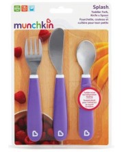 Комплект Munchkin - виличка, лъжичка и ножче, лилав -1