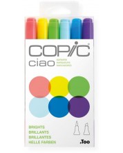 Комплект маркери Too Copic Ciao - Ярки тонове, 6 цвята -1