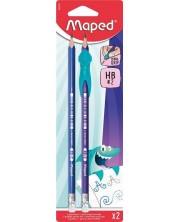 Комплект моливи Maped Black'Peps - HB, 2 броя, с ръкохватка -1