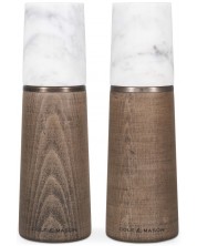 Комплект мелнички за сол и пипер Cole & Mason - Marble, 18.5 х 6 cm, дърво и бял мрамор