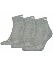 Комплект чорапи Puma - Cushioned Quarter, 3 чифта, сиви