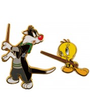 Комплект значки CineReplicas Animation: Looney Tunes - Sylvester and Tweety at Hogwarts (WB 100th) -1