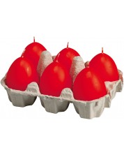 Комплект свещи Bolsius - Червени яйца, 6 броя