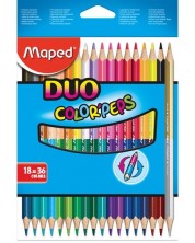 Комплект цветни моливи Maped Color Peps - Duo, 18 броя, 36 цвята -1