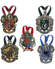 Комплект коледни играчки The Noble Collection Movies: Harry Potter - Hogwarts House Crests -1