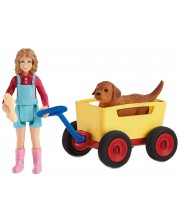 Комплект фигурки Schleich Farm Life - Момиче с куче и количка -1