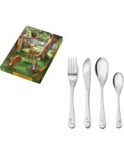 Комплект детски прибори за хранене Zilverstad - Животинки, 4 части -1