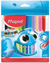 Комплект флумастери Maped Color Peps - Ocean Life, 12 цвята -1