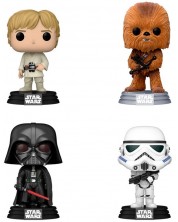 Комплект фигури Funko POP! Movies: Star Wars - Luke Skywalker, Chewbacca, Darth Vader & Stormtrooper (Flocked) (Special Edition)