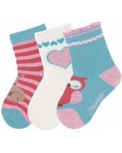 Комплект детски чорапи Sterntaler - Със сова, 19/22, 12-24 месеца,  3 чифта