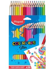 Комплект цветни моливи Maped Color Peps - Star, 36 цвята -1