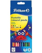 Комплект цветни триъгълни моливи Pelikan - 12 цвята