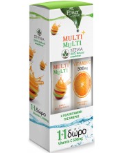 Комплект Multi+ Multi Stevia + Vitamin C, 24 + 20 таблетки, Power of Nature
