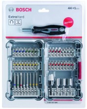 Комплект битове и накрайници Bosch - Extra Hard, 44 части, с ръчна отвертка